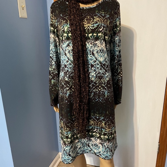 Women’s Brown & Turquoise/Blue Knit Dress, Size Medium - Picture 13 of 13